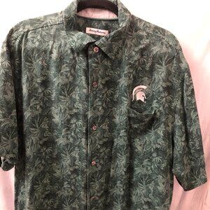 Tommy Bahama Men’s Jungle Shade Silk Shirt – Michigan State Spartans, XXL